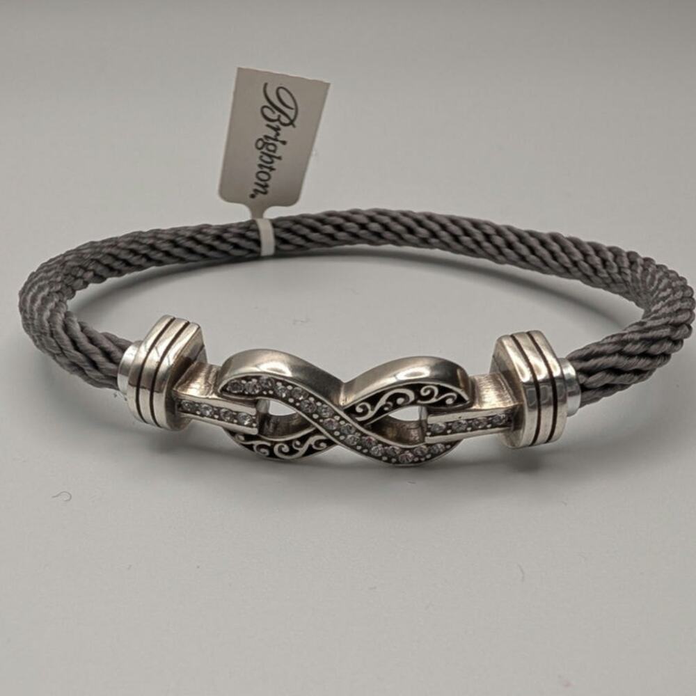 NWT Brighton Color Clique Cord Infinity Bracelet Silver-Grey